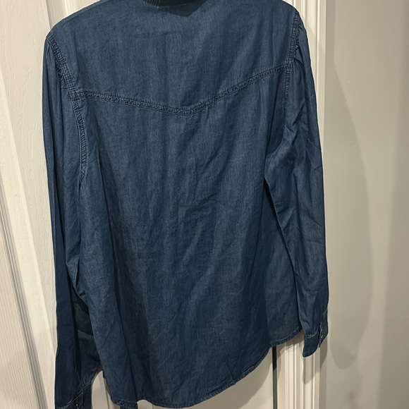 Gap denim dark blue puff sleeve denim shirt - Picture 5 of 6